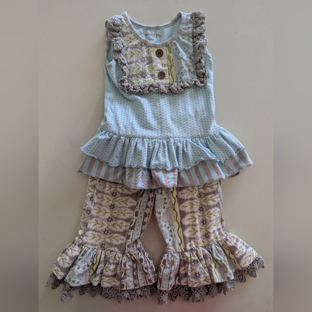 Kids Ruffled Bloomers - Blue and Gray